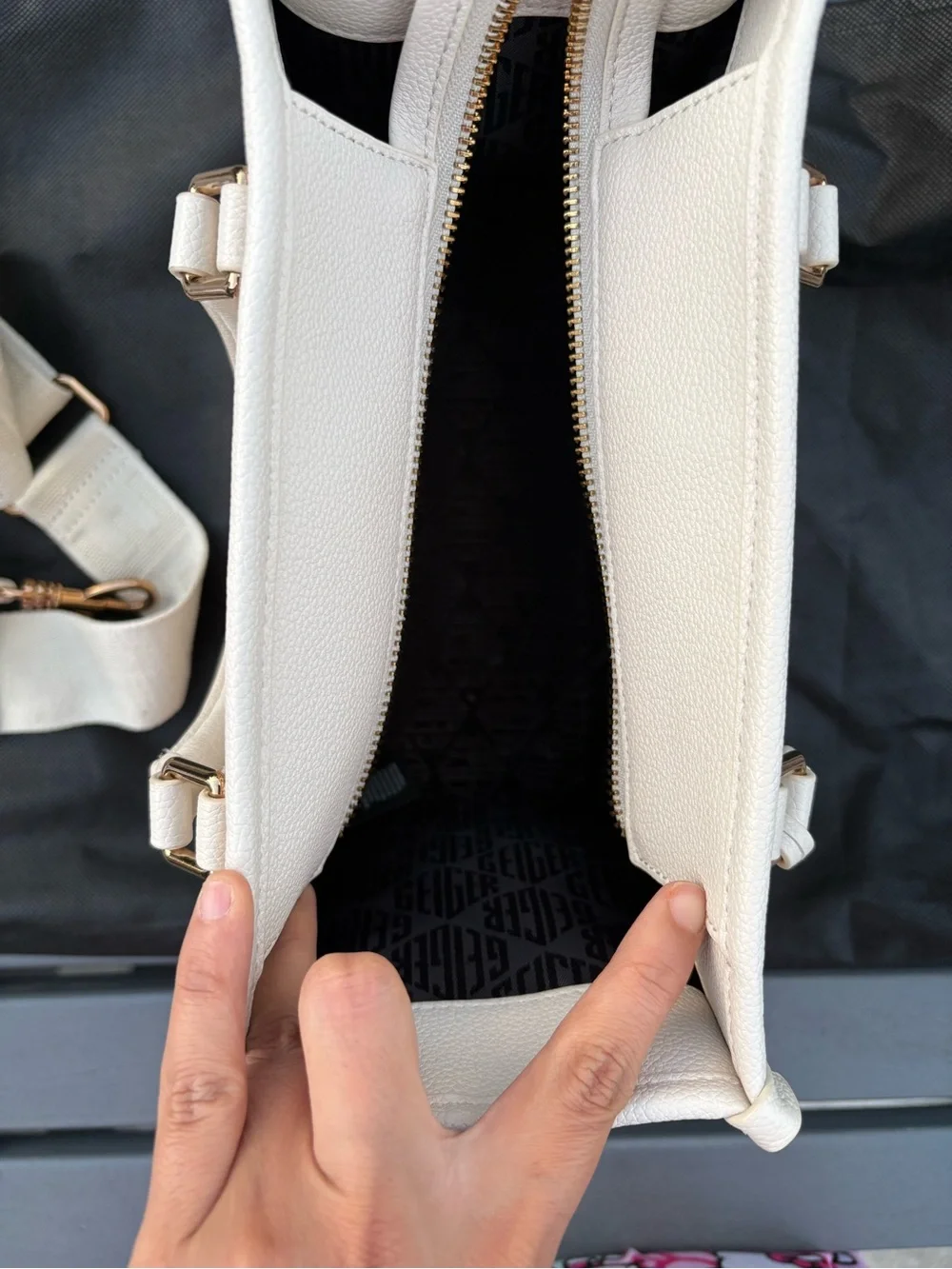 Kurt Geiger Cream and Gold Raffia Satchel